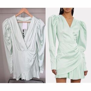 ROTATE Birger Christensen Mint Satin Mini Dress – New With Tags Size 34